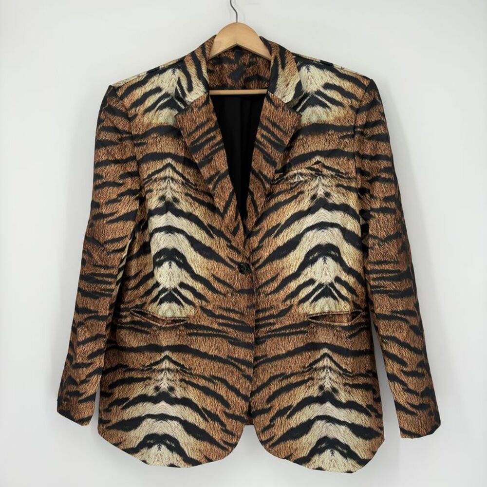Boutique Party Women's Tiger Print Oversized Blazer